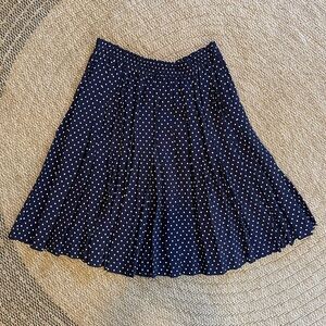 Vintage Adrienne Vittadini Sport Navy &white Polka Dot pleated Skirt Size small